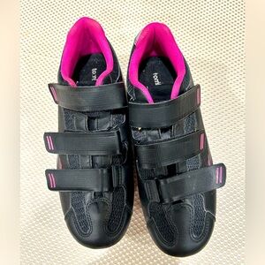 Black and Pink Athletic Cycling Shoes for Peleton
